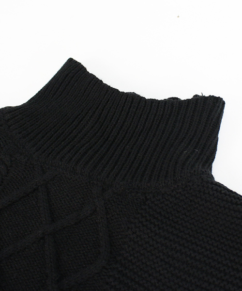 reca（レカ）の「アラン編みベル袖ハイネックニット（ニット/セーター・レディース・レッド系その他/ブラック/ライトベージュ・M）」の13枚目の写真