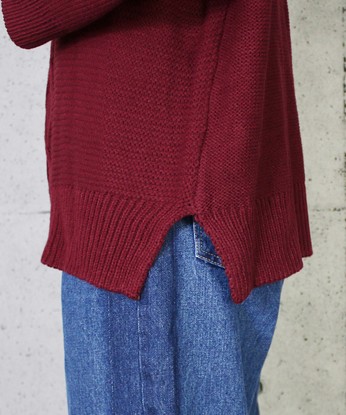reca（レカ）の「アラン編みベル袖ハイネックニット（ニット/セーター・レディース・レッド系その他/ブラック/ライトベージュ・M）」の15枚目の写真