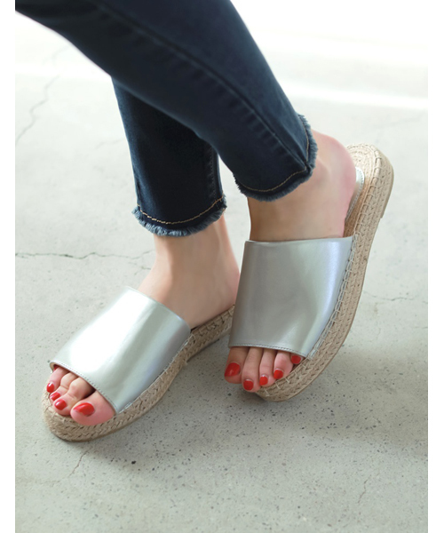 Re:EDIT（リエディ）の「[リエディ]ワンベルトジュートソールサンダルシューズ/サンダル/フラットサンダル（サンダル・レディース・シルバー/ブラック/ゴールド/ブルー系その他/ホワイト・LARGE/SMALL/MEDIUM/X-LARGE）」の4枚目の写真