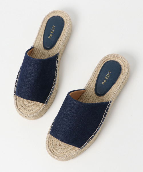 Re:EDIT（リエディ）の「[リエディ]ワンベルトジュートソールサンダルシューズ/サンダル/フラットサンダル（サンダル・レディース・シルバー/ブラック/ゴールド/ブルー系その他/ホワイト・LARGE/SMALL/MEDIUM/X-LARGE）」の6枚目の写真