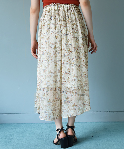 Luz Llena（ラズレナ）の「ヴィンテージ風・小花柄アシンメトリースカート（スカート・レディース・イエロー/オフホワイト・MEDIUM）」の5枚目の写真