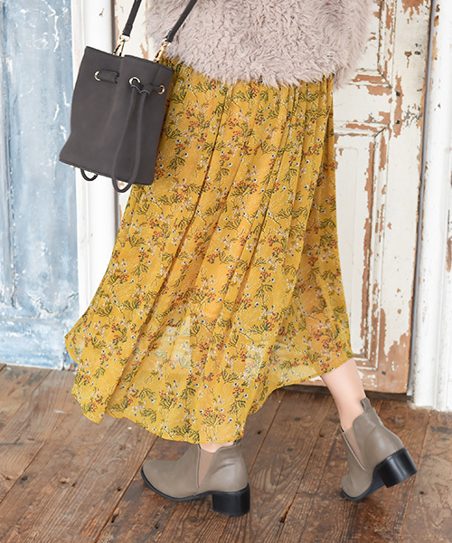 Luz Llena（ラズレナ）の「ヴィンテージ風・小花柄アシンメトリースカート（スカート・レディース・イエロー/オフホワイト・MEDIUM）」の11枚目の写真