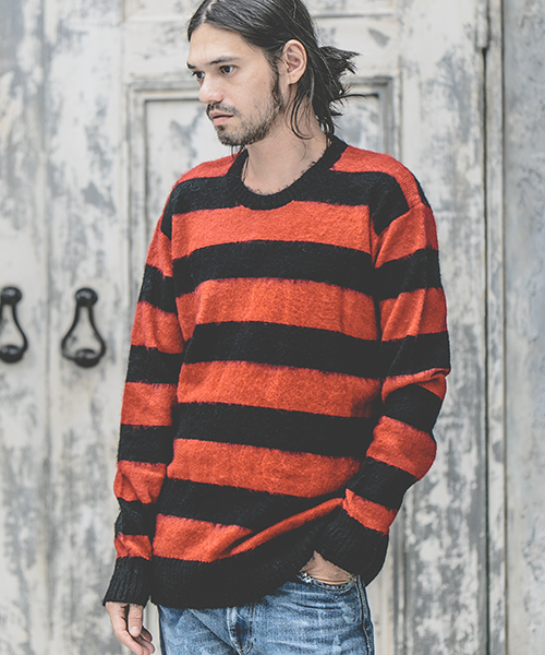 CAMBIO(カンビオ)の「mn1514 - Loose Mohair Knit Pullover ニット(ニット/セーター・メンズ・ホワイト×ブラック/ブラック/レッド系その他/グレー系その他/グレー/グレー系その他2・L/M/S)」の6枚目の写真