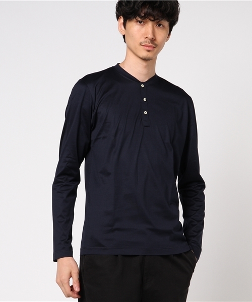 GRAN SASSO ヘンリーネックコットンニットのブラック52 GRAN SASSO ヘンリーネックコットンニットのブラック52 - メルカリ