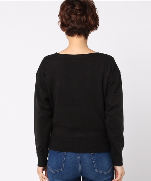 Honeys（ハニーズ）の「刺繍入りＶカーデ（カーディガン/ボレロ・レディース・ブラック/パープル/オフホワイト/サックスブルー/ピンク・M/L）」の11枚目の写真