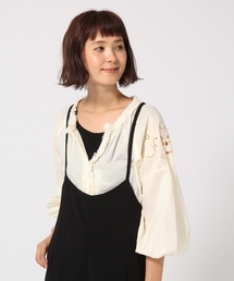 GLOBAL WORK | ショルダーシシュウブラウス8分袖/771606(シャツ/ブラウス)