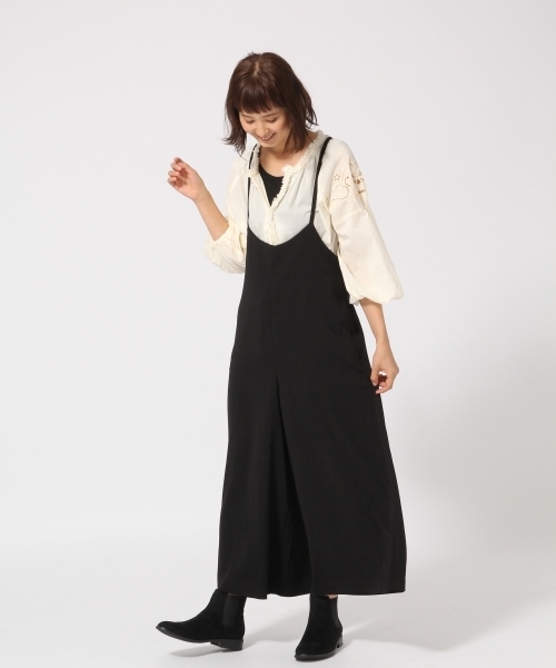 GLOBAL WORK（グローバルワーク）の「ショルダーシシュウブラウス8分袖/771606（シャツ/ブラウス・レディース・ベージュ系その他/ブラック/ホワイト・LARGE/MEDIUM）」の9枚目の写真