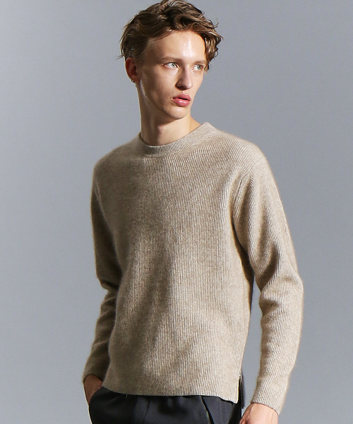 ABAHOUSE（アバハウス）の「ウールラクーンリブ編みニット（ニット/セーター・メンズ・チャコールグレー/ベージュ/カーキ/ブルー・44/46/48）」の3枚目の写真
