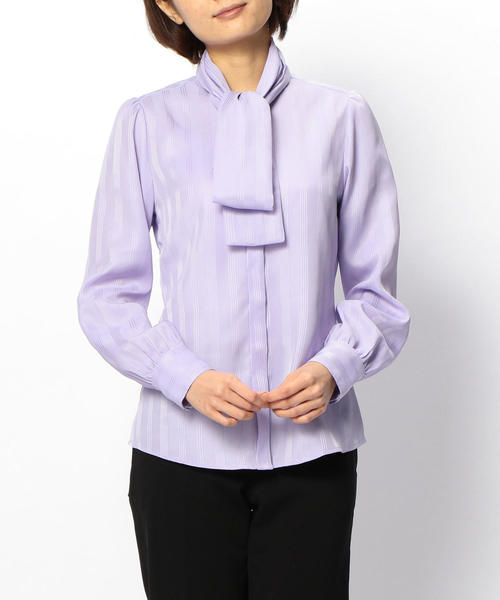 NARACAMICIE（ナラカミーチェ）の「ランダムストライプボウタイ長袖ブラウス（シャツ/ブラウス・レディース・ホワイト/ピンク/パープル/ネイビー・LARGE/MEDIUM/SMALL/X-LARGE）」の12枚目の写真