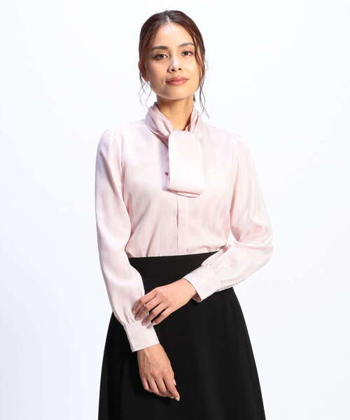 NARACAMICIE（ナラカミーチェ）の「ランダムストライプボウタイ長袖ブラウス（シャツ/ブラウス・レディース・ホワイト/ピンク/パープル/ネイビー・LARGE/MEDIUM/SMALL/X-LARGE）」の7枚目の写真