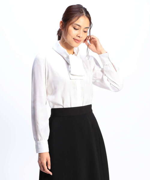 NARACAMICIE（ナラカミーチェ）の「ランダムストライプボウタイ長袖ブラウス（シャツ/ブラウス・レディース・ホワイト/ピンク/パープル/ネイビー・LARGE/MEDIUM/SMALL/X-LARGE）」の8枚目の写真