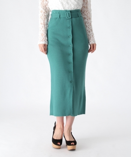 mysty woman（ミスティウーマン）の「ミラノリブナロータイトスカート（スカート・レディース・グリーン/トップグレー/ブラック・ﾌﾘ-）」の3枚目の写真