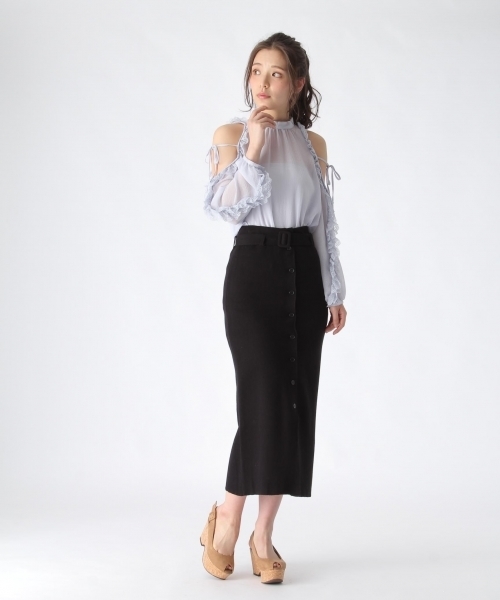 mysty woman（ミスティウーマン）の「ミラノリブナロータイトスカート（スカート・レディース・グリーン/トップグレー/ブラック・ﾌﾘ-）」の11枚目の写真