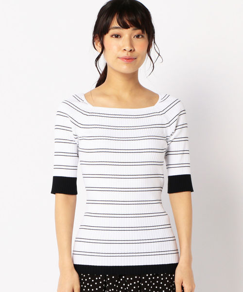 SHIPS(シップス)の「PrimaryNavyLabel:スクエアネックリブプルオーバー(Tシャツ/カットソー・レディース・ホワイト系その他/オフホワイト/ブルー/ブラック・36/38)」の15枚目の写真