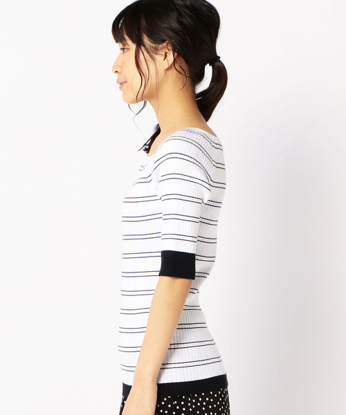 SHIPS(シップス)の「PrimaryNavyLabel:スクエアネックリブプルオーバー(Tシャツ/カットソー・レディース・ホワイト系その他/オフホワイト/ブルー/ブラック・36/38)」の14枚目の写真