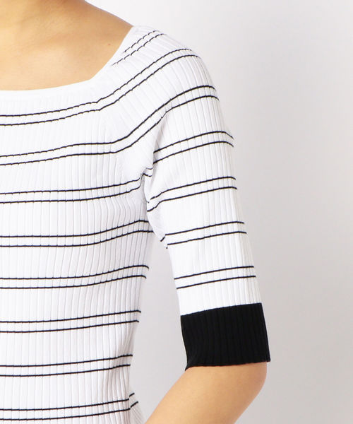 SHIPS(シップス)の「PrimaryNavyLabel:スクエアネックリブプルオーバー(Tシャツ/カットソー・レディース・ホワイト系その他/オフホワイト/ブルー/ブラック・36/38)」の10枚目の写真