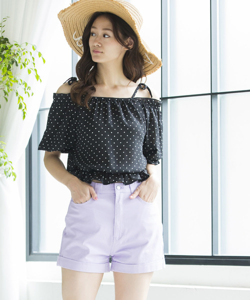 WEGO(ウィゴー)の「WEGO/デイリーハイウエストショーツ(その他パンツ・レディース・ホワイト/ブラック/グリーン系その他/ライトイエロー/ライトパープル/ライトピンク・LARGE/SMALL/MEDIUM)」の5枚目の写真