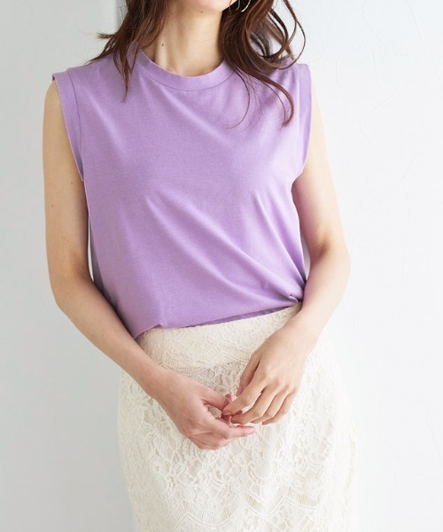 Pierrot（ピエロ）の「ノースリーブタンクトップ（タンクトップ・レディース・ブラウン系その他/カーキ/ネイビー/ピンク系その他/オフホワイト/ブラック/杢グレー/ブラウン/オレンジ系その他/グリーン系その他/ブルー系その他/ライトグレー/ミント/モカ/ピンクベージュ/グリーン系その他2/ラベンダー/イエロー/ロイヤルブルー/ホワイト×ブラック/ピンク系その他2/チャコール・L/M/LL）」の17枚目の写真