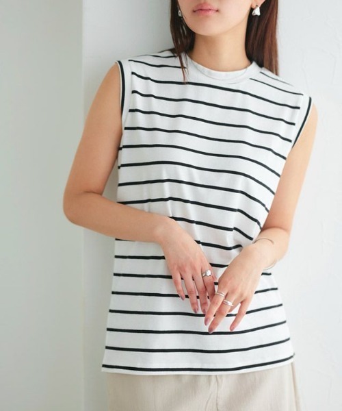 Pierrot（ピエロ）の「ノースリーブタンクトップ（タンクトップ・レディース・ブラウン系その他/カーキ/ネイビー/ピンク系その他/オフホワイト/ブラック/杢グレー/ブラウン/オレンジ系その他/グリーン系その他/ブルー系その他/ライトグレー/ミント/モカ/ピンクベージュ/グリーン系その他2/ラベンダー/イエロー/ロイヤルブルー/ホワイト×ブラック/ピンク系その他2/チャコール・L/M/LL）」の3枚目の写真