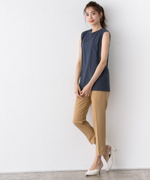 Pierrot（ピエロ）の「ノースリーブタンクトップ（タンクトップ・レディース・ブラウン系その他/カーキ/ネイビー/ピンク系その他/オフホワイト/ブラック/杢グレー/ブラウン/オレンジ系その他/グリーン系その他/ブルー系その他/ライトグレー/ミント/モカ/ピンクベージュ/グリーン系その他2/ラベンダー/イエロー/ロイヤルブルー/ホワイト×ブラック/ピンク系その他2/チャコール・L/M/LL）」の14枚目の写真