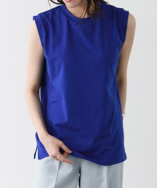 Pierrot（ピエロ）の「ノースリーブタンクトップ（タンクトップ・レディース・ブラウン系その他/カーキ/ネイビー/ピンク系その他/オフホワイト/ブラック/杢グレー/ブラウン/オレンジ系その他/グリーン系その他/ブルー系その他/ライトグレー/ミント/モカ/ピンクベージュ/グリーン系その他2/ラベンダー/イエロー/ロイヤルブルー/ホワイト×ブラック/ピンク系その他2/チャコール・L/M/LL）」の16枚目の写真