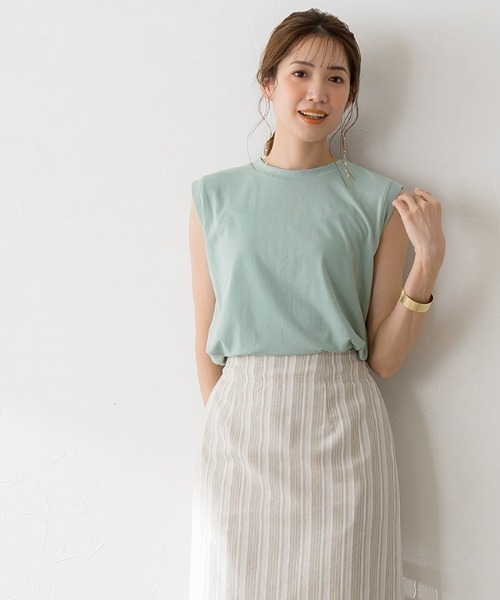 Pierrot（ピエロ）の「ノースリーブタンクトップ（タンクトップ・レディース・ブラウン系その他/カーキ/ネイビー/ピンク系その他/オフホワイト/ブラック/杢グレー/ブラウン/オレンジ系その他/グリーン系その他/ブルー系その他/ライトグレー/ミント/モカ/ピンクベージュ/グリーン系その他2/ラベンダー/イエロー/ロイヤルブルー/ホワイト×ブラック/ピンク系その他2/チャコール・L/M/LL）」の11枚目の写真