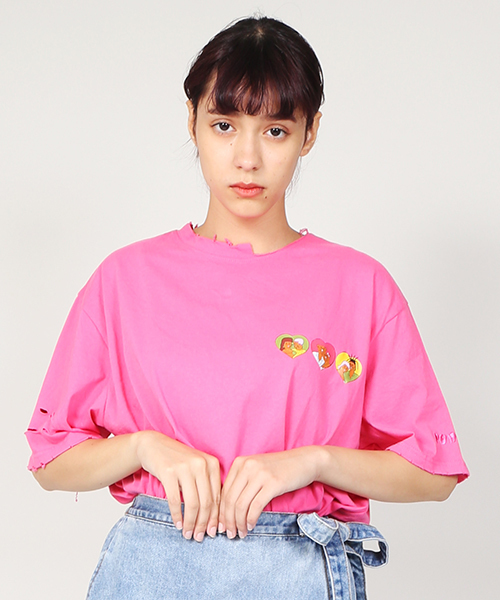 PUNYUS（プニュズ）の「FUGUクラッシュＴシャツ（Tシャツ/カットソー・レディース・ピンク/イエロー/ホワイト/ブラック・3/4）」の4枚目の写真