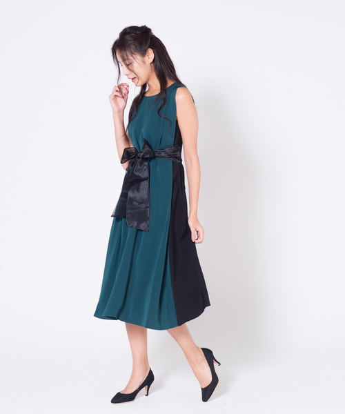 Ann Ashlee（アンアシュリー）の「Ann Ashlee / 配色Aラインワンピース　パーティードレス（ドレス・レディース・ベージュ/グリーン/ネイビー/ボルドー・M）」の22枚目の写真