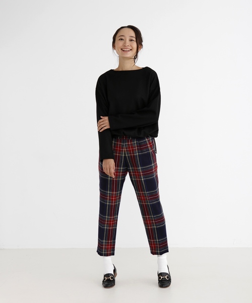 Munich(ミューニック)の「タータンチェックカルゼテーパードパンツ(その他パンツ・レディース・ベージュ/ネイビー・S)」の5枚目の写真