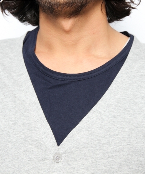 WEGO(ウィゴー)の「WEGO/バイカラーTee付アンサンブルカーディガン(アンサンブル・メンズ・ブラック/杢グレー/ネイビー/ロイヤルブルー/ワイン・MEDIUM/LARGE)」の11枚目の写真