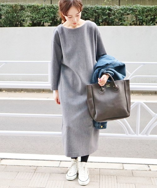 IENA(イエナ)の「Wジャージロングワンピース◆(ワンピース・レディース・アイボリー/ライトグレー・FREE)」の6枚目の写真