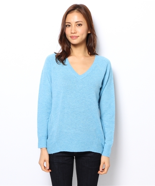 SHIPS for women（シップスフォーウィメン）の「ウール カシミヤ Vネックプルオーバー（ニット/セーター・レディース・グレー/オフホワイト/ブラック/ライトブルー・ONE SIZE）」の5枚目の写真