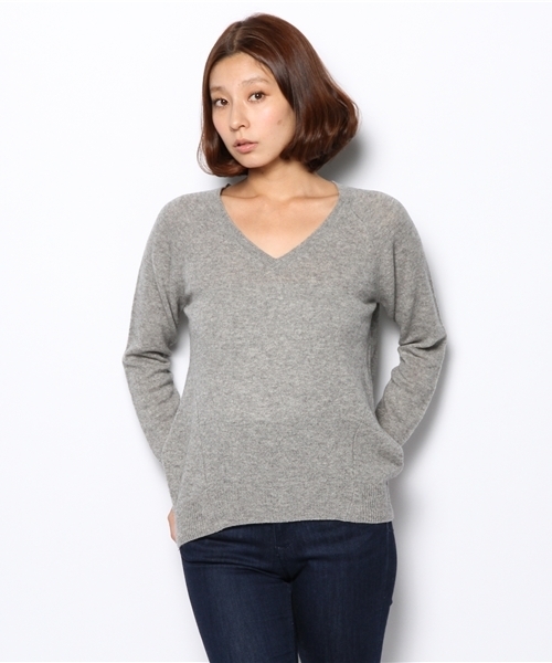 SHIPS for women（シップスフォーウィメン）の「ウール カシミヤ Vネックプルオーバー（ニット/セーター・レディース・グレー/オフホワイト/ブラック/ライトブルー・ONE SIZE）」の12枚目の写真