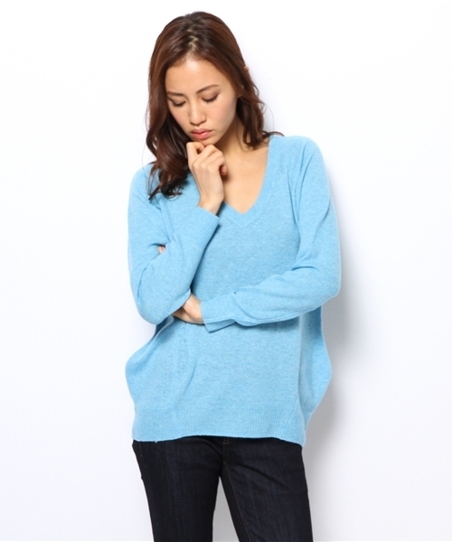 SHIPS for women（シップスフォーウィメン）の「ウール カシミヤ Vネックプルオーバー（ニット/セーター・レディース・グレー/オフホワイト/ブラック/ライトブルー・ONE SIZE）」の13枚目の写真