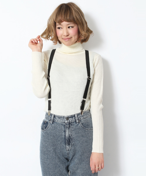 WEGO（ウィゴー）の「WEGO/リブハイネックニット（ニット/セーター・レディース・ブラック/杢グレー/マスタード/オフホワイト/オートミール/ブルー/レッド・MEDIUM）」の5枚目の写真