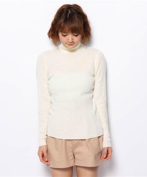 WEGO（ウィゴー）の「WEGO/リブハイネックニット（ニット/セーター・レディース・ブラック/杢グレー/マスタード/オフホワイト/オートミール/ブルー/レッド・MEDIUM）」の8枚目の写真