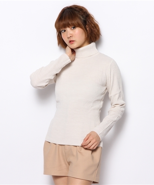 WEGO（ウィゴー）の「WEGO/リブハイネックニット（ニット/セーター・レディース・ブラック/杢グレー/マスタード/オフホワイト/オートミール/ブルー/レッド・MEDIUM）」の18枚目の写真