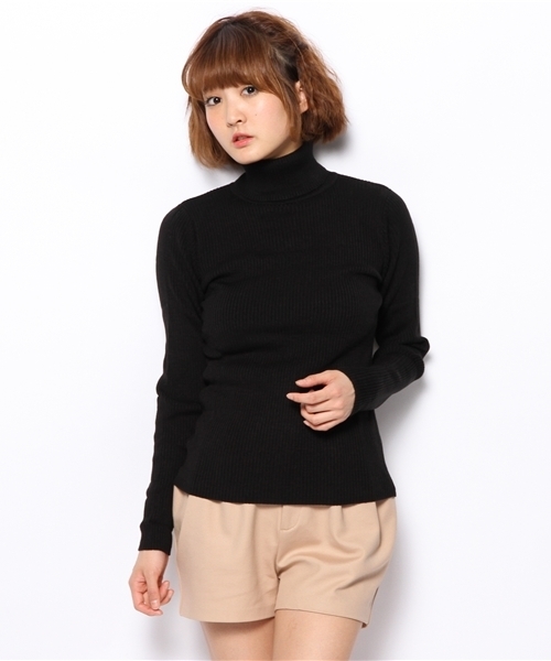 WEGO（ウィゴー）の「WEGO/リブハイネックニット（ニット/セーター・レディース・ブラック/杢グレー/マスタード/オフホワイト/オートミール/ブルー/レッド・MEDIUM）」の14枚目の写真