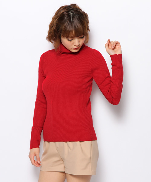 WEGO（ウィゴー）の「WEGO/リブハイネックニット（ニット/セーター・レディース・ブラック/杢グレー/マスタード/オフホワイト/オートミール/ブルー/レッド・MEDIUM）」の16枚目の写真