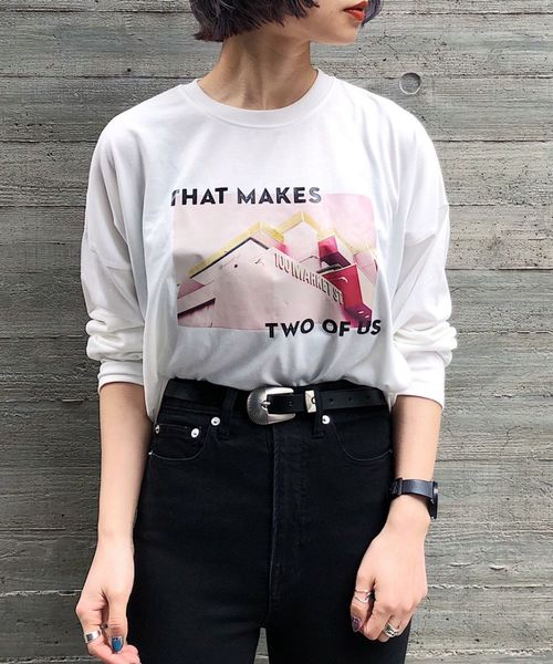 PAGEBOY(ページボーイ)の「ヴィンテージフォトロンT(Tシャツ/カットソー・レディース・ホワイト/ブラック・FREE)」の2枚目の写真