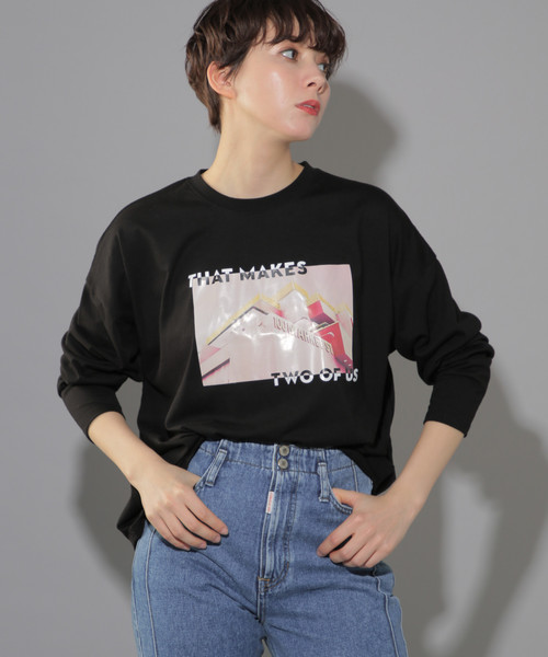 PAGEBOY(ページボーイ)の「ヴィンテージフォトロンT(Tシャツ/カットソー・レディース・ホワイト/ブラック・FREE)」の1枚目の写真