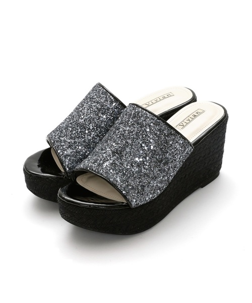 VIVIAN（ヴィヴィアン）の「グリッターアッパージュート巻厚底ウェッジサンダル（サンダル・レディース・シルバー/ゴールド/ブラック/ガンメタ・S/M/L）」の8枚目の写真