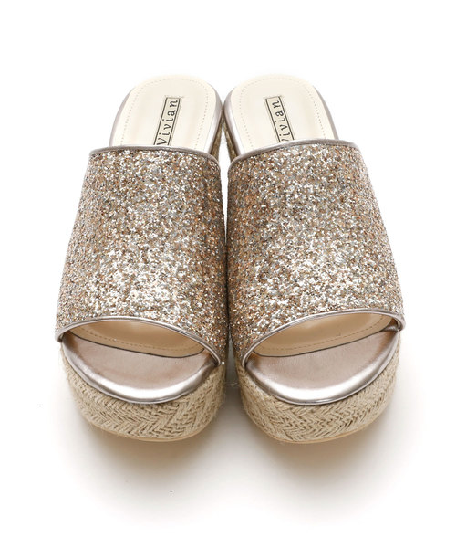 VIVIAN（ヴィヴィアン）の「グリッターアッパージュート巻厚底ウェッジサンダル（サンダル・レディース・シルバー/ゴールド/ブラック/ガンメタ・S/M/L）」の9枚目の写真