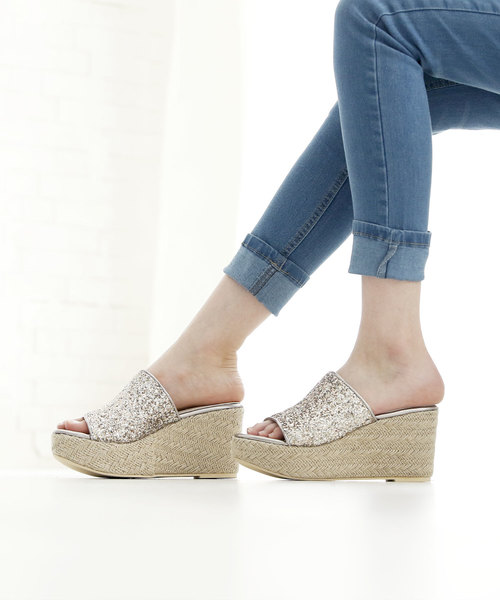 VIVIAN（ヴィヴィアン）の「グリッターアッパージュート巻厚底ウェッジサンダル（サンダル・レディース・シルバー/ゴールド/ブラック/ガンメタ・S/M/L）」の18枚目の写真