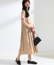 Ray BEAMS | Ray BEAMS / プリーツ キリカエ ハーフスリーブ ワンピース(ワンピース)