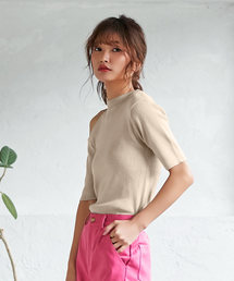 KOBE LETTUCE | アシンメトリーリブコットン半袖サマーニット(ニット/セーター)