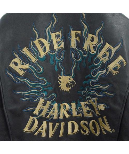 ブランド古着】ファイヤーパターン バックロゴ刺繍 カウレザーシングル