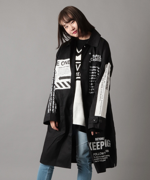 SUGGESTION（サジェッション）の「【SUGGESTION】デコレーションオーバーコート（カバーオール・メンズ・ブラック/ベージュ・FREE）」の2枚目の写真
