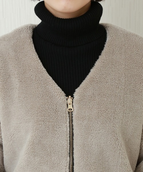 n'ee-ne（ネーネ）の「リバーシブルボアブルゾン（ブルゾン・レディース・ベージュ/グレー/オフホワイト/チェック・M/L）」の7枚目の写真