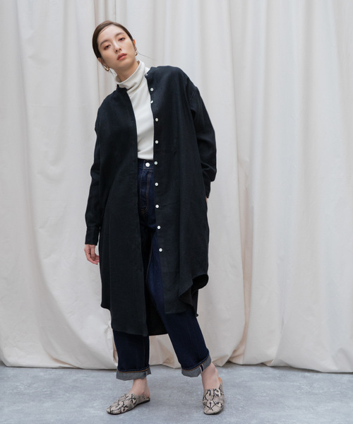 Liyoca(リヨカ)の「【Liyoca】起毛リネンツイルロングシャツ(シャツワンピース・レディース・ブラック/レッド/シルバーグレー/ラベンダー・FREE)」の22枚目の写真